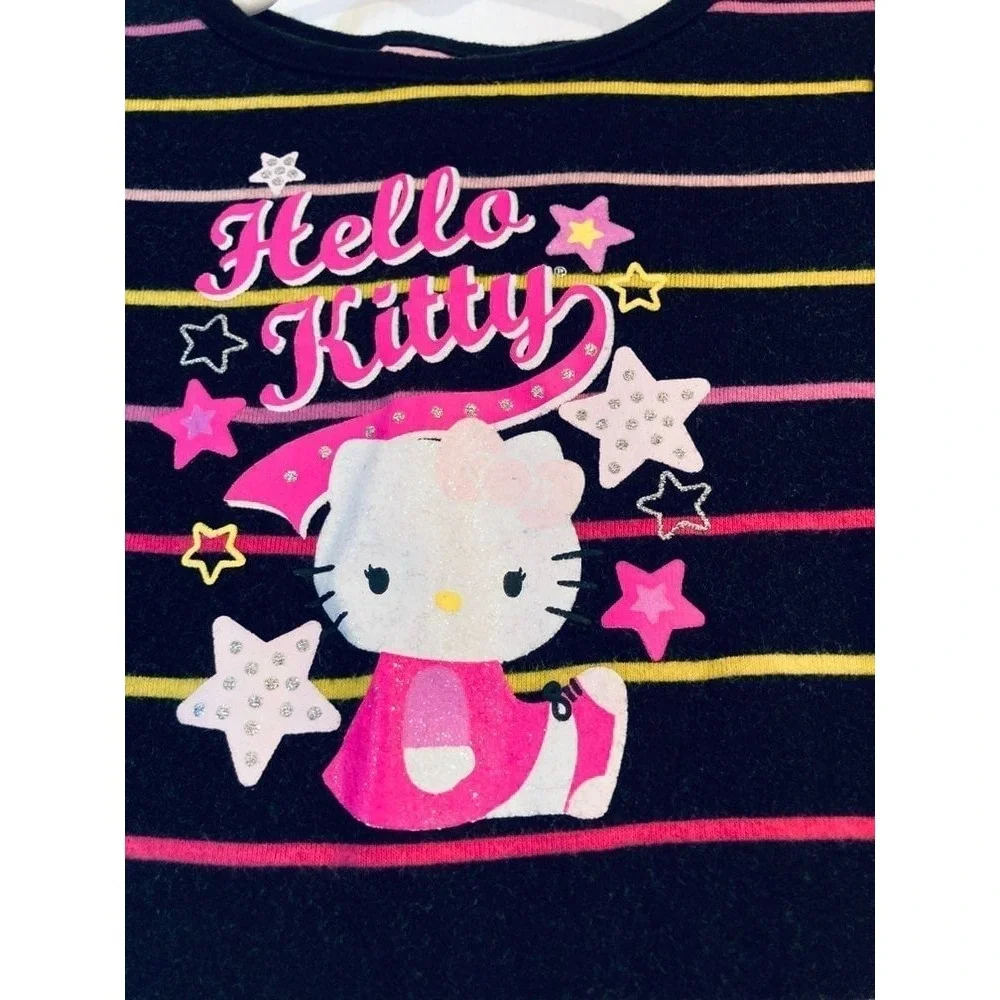 Hello‎ Kitty Sanrio Dress Toddler Girls 24M Black Striped Glitter Graphic Belted
